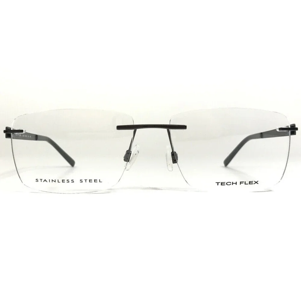Tech Flex Eyeglasses Frames 30146S SP08 Gunmetal Gray Blue Rimless 56-16-145